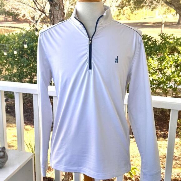 Johnnie-O 1/2 Zip Performance Pullover. Size Medium. White/blue. - Picture 7 of 7